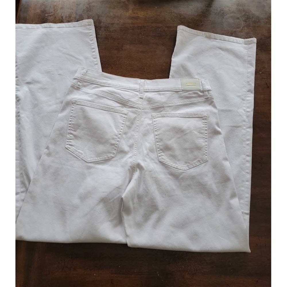 NWOTD Express 12L High Waisted Distressed Wide Leg Jeans White 121354